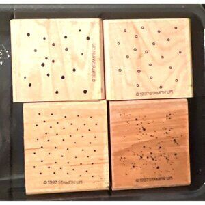 Stampin Up! 1997 Itty Bitty Backgrounds Wood Mounted Rubber Stamp Set